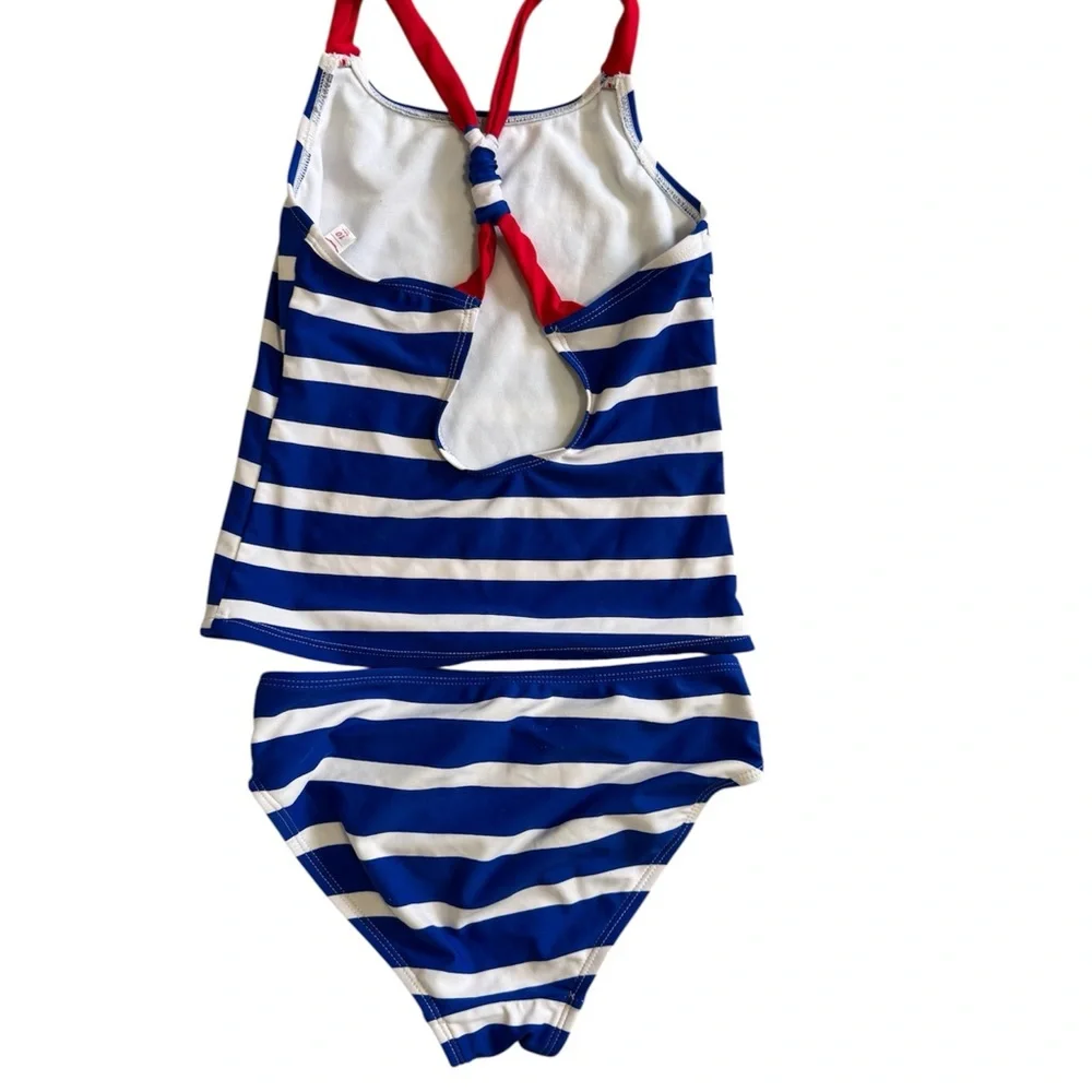 SO Girls Size 10 Blue and White Bikini with Nautical Stripes